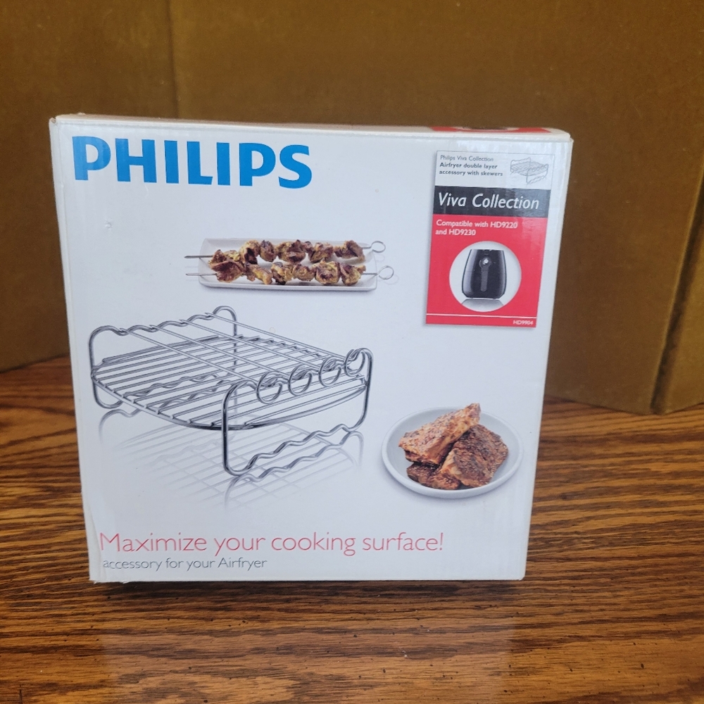 Philips Viva Collection Airfryer Double Layer Accessory Rack w/ Skewers